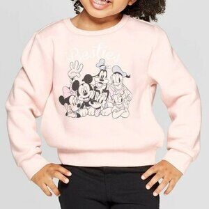 Disney Mickey Mouse Minnie Mouse Besties Pullover Fleece Pink Sweatshirt 4T